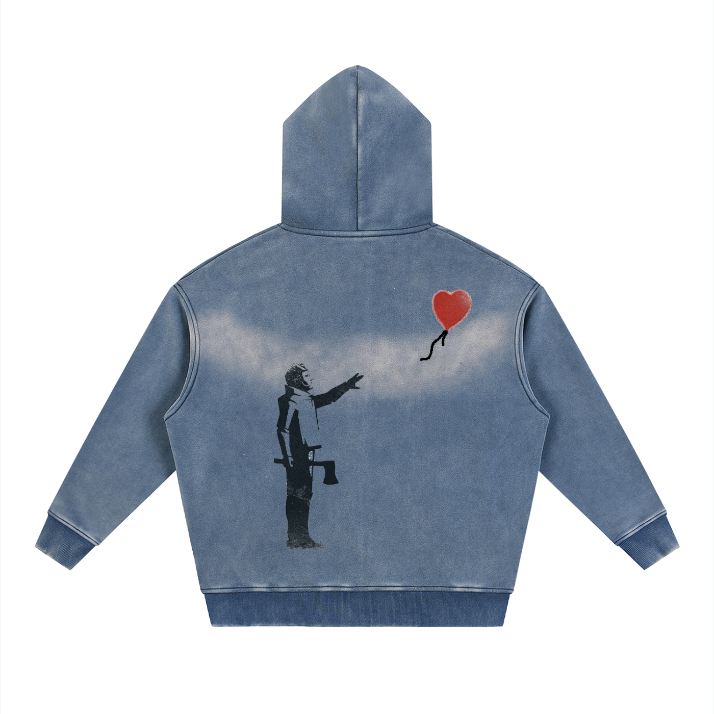 Unlucky Co. “No Heart” Sunfade Two-way Zipper Fleece Hoodie