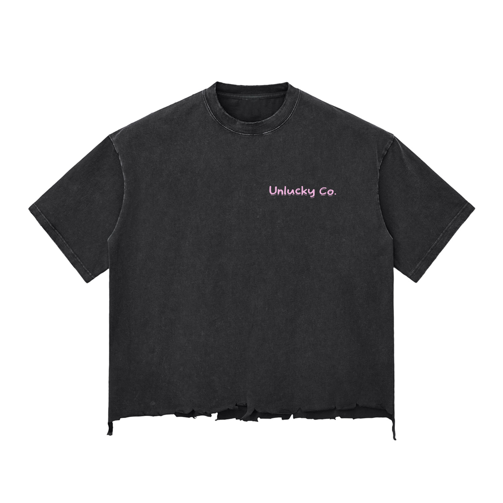 Unlucky Co. “Choke On It” Snow Wash Raw-Hem Boxy T-shirt